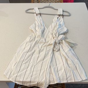 Tularosa Pinstripe Wrap Mini Dress XS Revolve